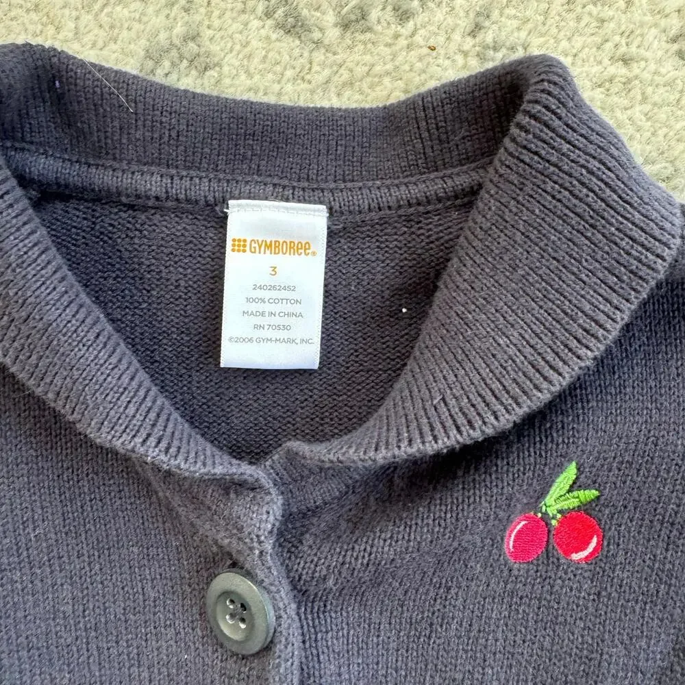 Gymboree Toddler Navy Cherry Cardigan Size 3